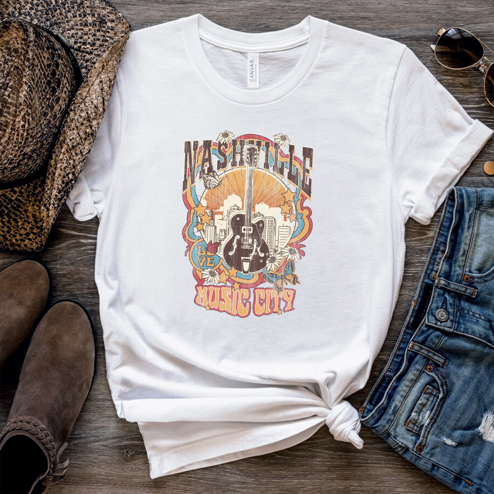 Discover Nashville Music City Tennessee Guitar Shirt | Girls Trip To Nashville T-Shirt