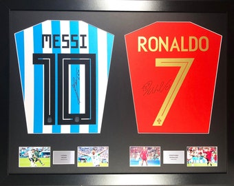 Messi i Ronaldo, Argentyna i Portugalia, podpisana rama koszulki