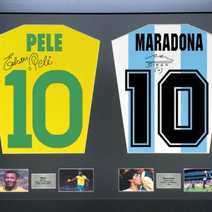Pele und Maradona Machine signierter Hemdrahmen