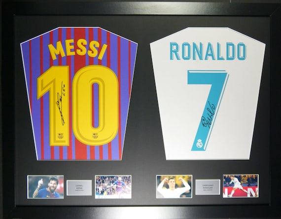 Buy Lionel Messi and Cristiano Ronaldo Machine Signed Shirt Frame