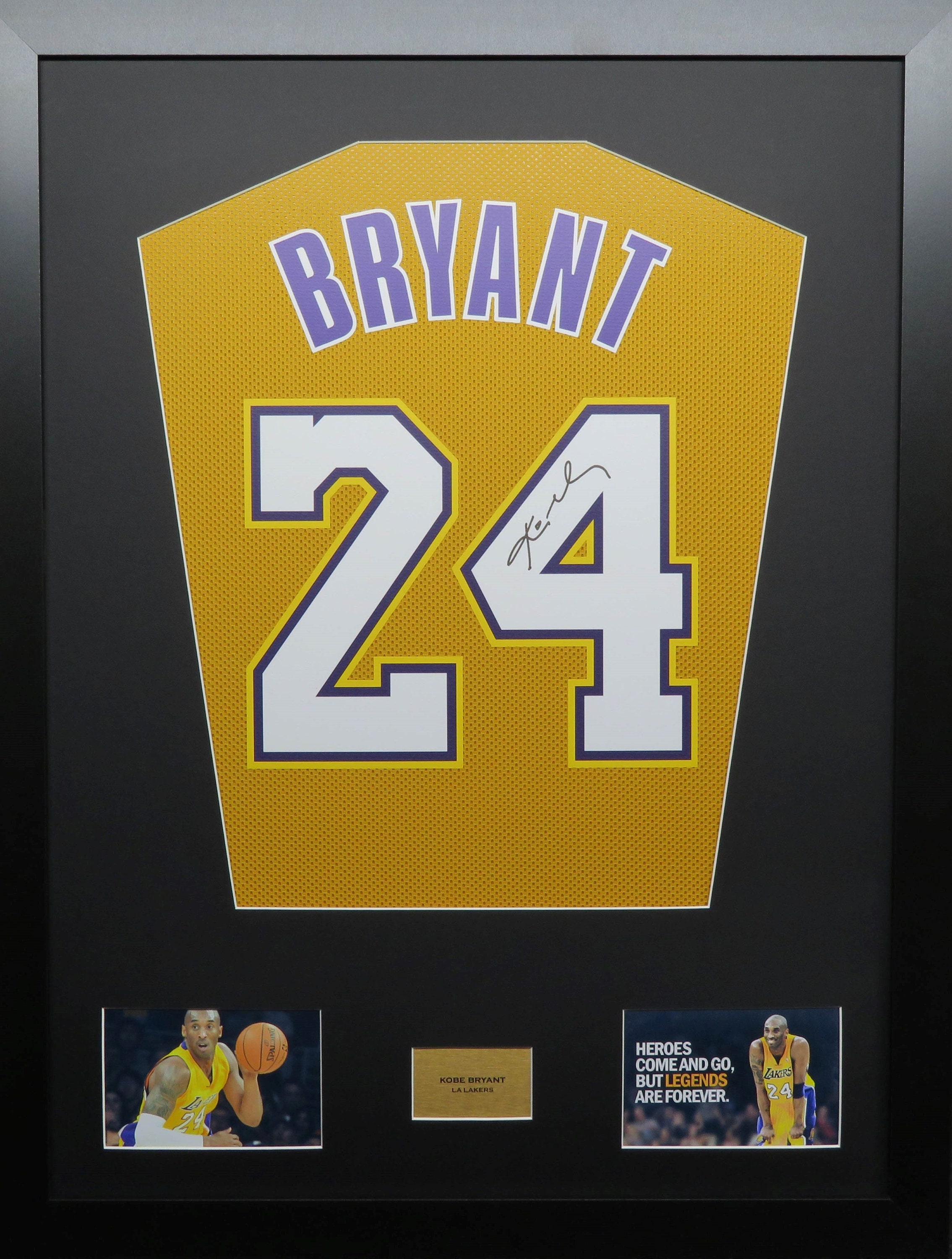 Kobe Bryant Autographed and Framed Gold Lakers Jersey