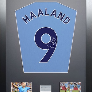 Erling Haaland Manchester City Machine signed Shirt Frame