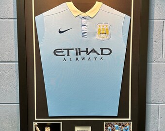 Football Shirt Framing Kit Large. Black and Silver with free personalised plaque.