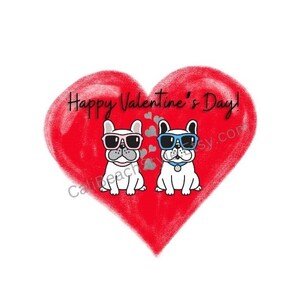 Valentinstag Französische Bulldoggen SVG, PNG, JPG - Frenchies Herz transparenter Hintergrund - digitaler Download