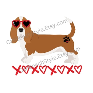 Valentijnsdag xoxo Basset Hound SVG, PNG, JPG - Valentijnsdag - digitale download