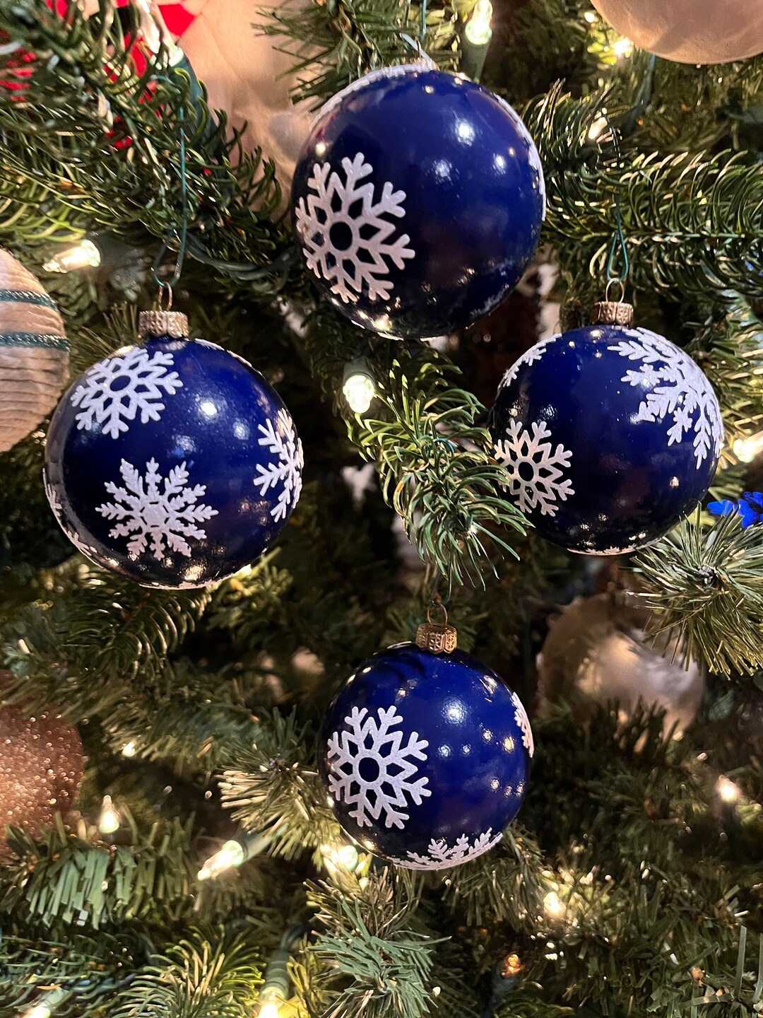 Navy Blue Ornaments, Set of 4 Etsy