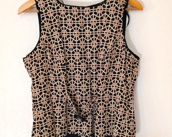 Vintage M.H.M Melissa Harper sleeveless knot print vest like top