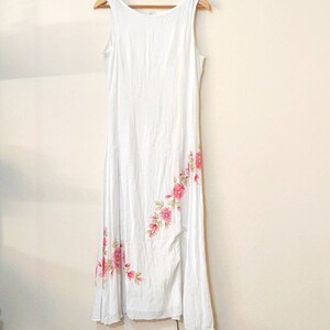 Vintage Sundress Yellow Floral Dress With Bra 90s Cotton Yellow and White  Dress S M 