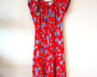 Vintage Romeo Romeo Rayon Red Floral 90s Print Sundress