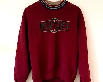 Vintage Montana Embroidered Maroon Sweatshirt