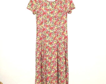Vintage Laura Ashley floral short sleeve spring maxi dress