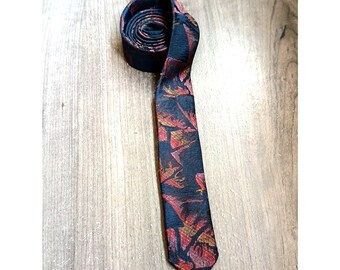 Vintage Expresssions Abstract Skinny Tie Navy Sunset Colors