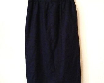 Vintage Alfred Dunner navy blue lined wool skirt