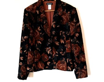 Vintage Softworks Dark Floral Tapestry Blazer Jacket