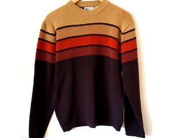 Vintage Silton California 70s Btown Colorblock Acrylic Sweater