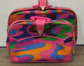 K. Gimbel NY 60s rainbow camo luggage set of two