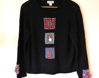 Northern Isles Winter Christmas Sweater Black Ribbons