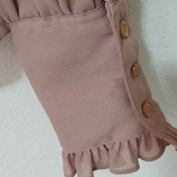 Vintage caramel color high neck ruffled blouse Gem