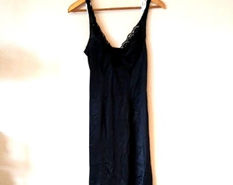 Vintage Vassarette Full Slip Black Lace Trim