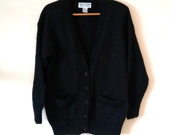 Western Connection vintage wool blend cardigan sweater with shoulder pads