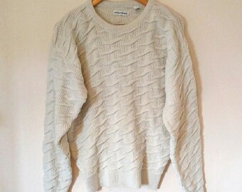Vintage Cream Sweater Saturdays Static Waves Acrylic