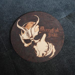 Mercyful Fate Don&#39;t break the Oath pyrography wooden plate handmade King Diamond