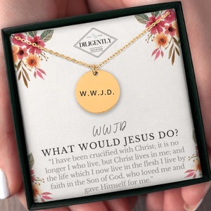 WWJD Christian Halsketten Was würde Jesus tun Halskette Nachricht Karte Schmuck Christian Schmuck Liebe wie Jesus Schmuck Glaube Halskette Taufe