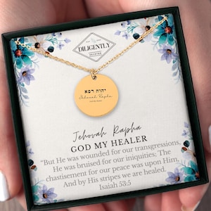 Jahwe Rapha Herr, der mich heilt Christliche Halsketten Hebräische Namen Gottes Jesus Schmuck Taufe Krebs Überlebende Schmuck Brustkrebs Geschenke