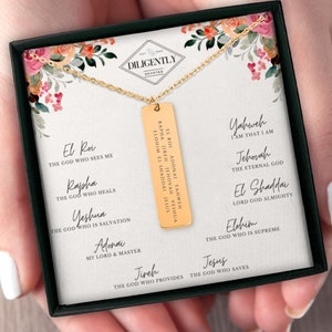 Joyas cristianas con los nombres de Dios, collar con el nombre de Jesús, el rey, el rey, Yahvé, Jehová, Rapha, Yeshua, collar hebreo, collar con la fe, tarjeta con mensaje