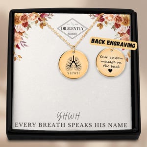YHWH Christian Halskette Yahweh Lunge 18K Gold Hebräisch Halskette Israel Religiöser Schmuck Jesus Schmuck Glaube Schmuck Erwachsene Taufe Geschenk