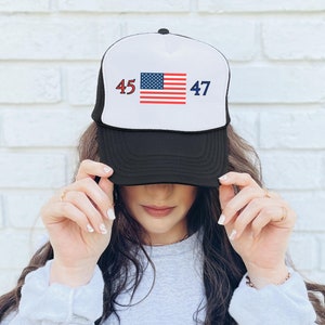 45 47 Trump Hat Make America Great Again Trump Merchandise MAGA Hat Trump 2024 Hat Political Hat Rope Hat American Flag Trucker Hat Vote Hat