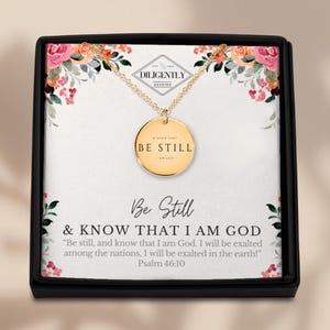 Sei still und weiß, dass ich Gott bin Christliche Halskette 18K Gold Halskette Horizontale Bar Halskette Religiöser Schmuck Jesus Schmuck Glaube Schmuck