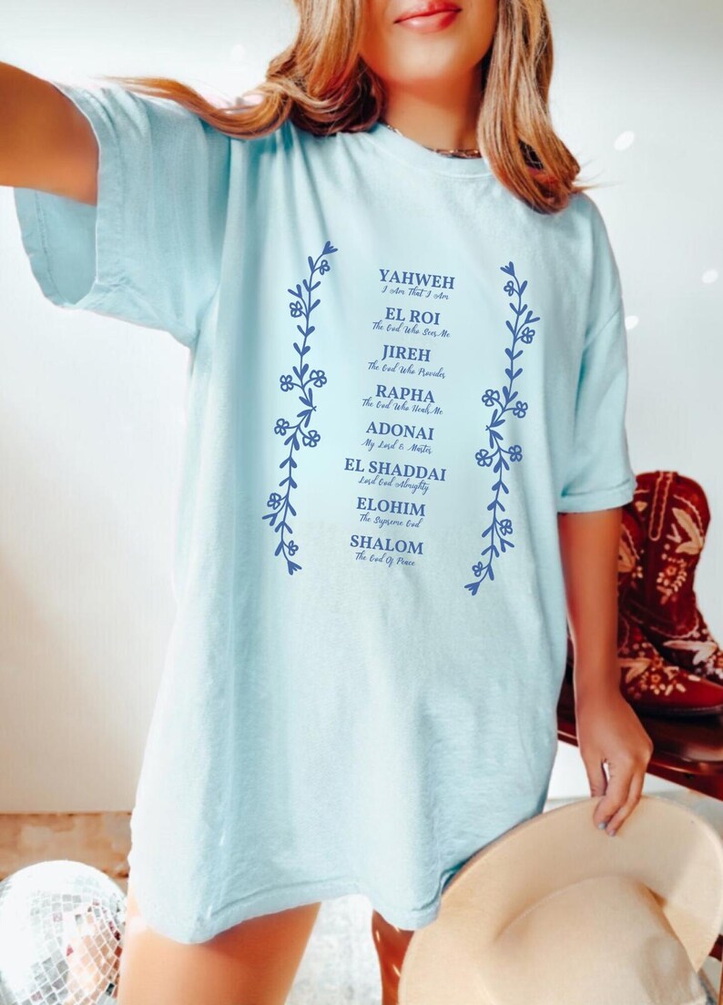 Hebrew Names of God Christian Shirts Yahweh El Roi Shalom Jehovah Rapha