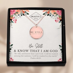 Sei still und weiß, dass ich Gott bin Christliche Halskette 18K Gold Halskette Horizontale Bar Halskette Religiöser Schmuck Jesus Schmuck Glaube Schmuck