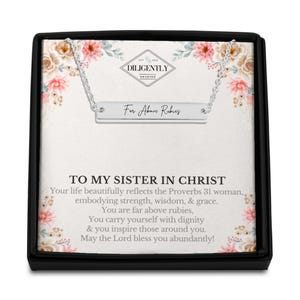 Proverbes 31 Collier chrétien bien au-dessus de rubis Collier religieux Cadeau soeur en Christ Grande soeur Âme Cadeau belle-soeur Message carte Bijoux