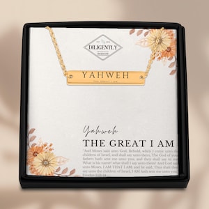 Collier chrétien Yahweh YHWH en or 18 carats collier barre horizontale bijoux religieux Jésus bijoux foi bijoux adulte cadeau de baptême