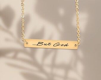 But God Christian Necklace 18K Gold Necklace Horizontal Bar Necklace Religious Jewelry Jesus Jewelry Faith Jewelry Adult Baptism Gift Bible