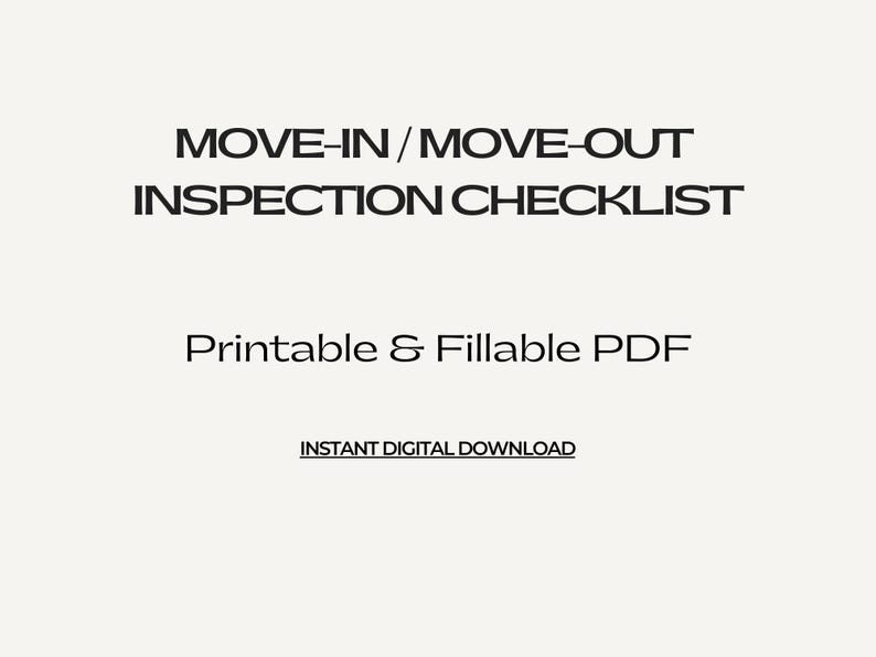 Move Out Inspection Sign Rental Property Inspection Checklist | Move In/out Form (fillable PDF ...