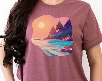Pine tree shirt, Vintage Sunset Tee, Retro Sunset Shirt, Sunset T-Shirt, Nature Shirt, Retro Vintage T-Shirt, Mountain shirt, Vintage Tshirt