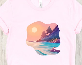 Pine tree shirt, Vintage Sunset Tee, Retro Sunset Shirt, Sunset T-Shirt, Nature Shirt, Retro Vintage T-Shirt, Mountain shirt, Vintage Tshirt