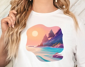 Pine tree shirt, Vintage Sunset Tee, Retro Sunset Shirt, Sunset T-Shirt, Nature Shirt, Retro Vintage T-Shirt, Mountain shirt, Vintage Tshirt