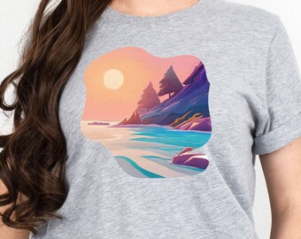 Pine tree shirt, Vintage Sunset Tee, Retro Sunset Shirt, Sunset T-Shirt, Nature Shirt, Retro Vintage T-Shirt, Mountain shirt, Vintage Tshirt