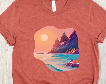 Pine tree shirt, Vintage Sunset Tee, Retro Sunset Shirt, Sunset T-Shirt, Nature Shirt, Retro Vintage T-Shirt, Mountain shirt, Vintage Tshirt