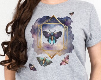 Moth Shirt, Whimsigoth clothing, Whimsigoth tshirt, luna moth shirt, Lunar Shirt, fairy grunge,Witchy Aesthetic, goblincore shirt,goth Shirt