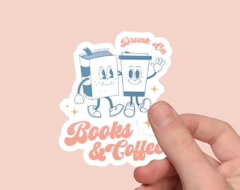 本とコーヒーのステッカー、読書は魔法、読書好き、スパイシーな本、読書好きのステッカー、本とコーヒー、読書クラブのギフト、読書好きのギフト