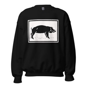 Pig - White - Cool Vintage Art Unisex Sweatshirt