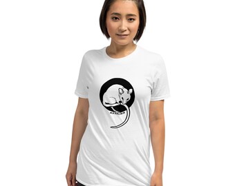 Mus - Kortärmad unisex-t-shirt - svartvit illustration