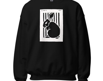 Conejo sentado - Blanco - Sudadera unisex de arte vintage