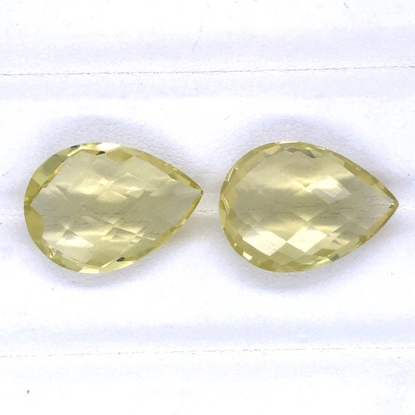 Pierres précieuses naturelles de quartz de citron Double damier Pierre Lot de pierres précieuses en forme de poire Pierre de quartz en vrac de qualité AAA pour les bijoux.