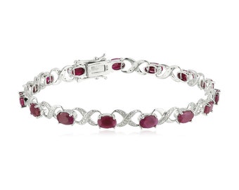 925 Sterling Silver Bracelet, Natural Ruby Gemstone Bracelet, Womens Bracelet, Bracelet Gift, Ruby Bracelet, Anniversary Gift, Gift For Her